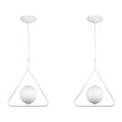 Kit 2 Luminária Pendente Aro Triangulo Orby Branco Magnifico