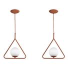Kit 2 Luminária Pendente Aro Triangulo Orby Cobre Magnifico