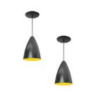 Kit 2 Luminária Pendente Bala Nova Com Interior Amarelo Com Fiação 110/220v