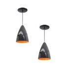 Kit 2 Luminária Pendente Bala Nova Com Interior Laranja Com Fiação 110/220v