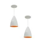 Kit 2 Luminária Pendente Bala Nova Com Interior Laranja Com Fiação 110/220v