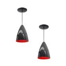 Kit 2 Luminária Pendente Bala Nova Com Interior Vermelho Com Fiação 110/220v