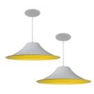 Kit 2 Luminária Pendente Chapéu Chinês Com Interior Amarelo Com Fiação 110/220v Kit 2 Luminária Pendente Chapéu Chinês Com Interior Amarelo Com Fiação 110/220v