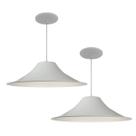 Kit 2 Luminária Pendente Chapéu Chinês Com Interior Branco Brilho Com Fiação 110/220v