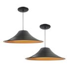 Kit 2 Luminária Pendente Chapéu Chinês Com Interior Cobre Com Fiação 110/220v