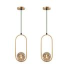 Kit 2 Luminária Pendente Jabutica Globo Ambar Dourado INL78