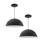 Kit 2 Luminária Pendente Meia Lua 34cm Com Interior Branco Brilho Com Fiação 110/220v