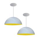 Kit 2 Luminária Pendente Meia Lua 40cm Interior Amarelo Com Fiação 110/220v