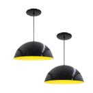 Kit 2 Luminária Pendente Meia Lua 50cm Interior Amarelo Com Fiação 110/220v