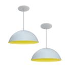Kit 2 Luminária Pendente Meia Lua 50cm Interior Amarelo Com Fiação 110/220v