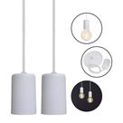 Kit 2 Luminaria Pendente Simples Cabo 80cm Branco Vintage