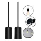 Kit 2 Luminaria Pendente Simples Cabo 80cm Preto Vintage