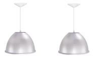 Kit 2 Luminária Prismática Pendente 12 Polegadas Reforçada
