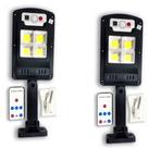 Kit 2 Luminária Solar 4 LEDs Poste Externa Sensor E Controle Remoto Uso Externo
