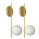 Kit 2 Luminárias Arandelas Parede Globo 12 Moderno Dourado