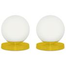 Kit 2 Luminárias de mesa Globo Orby Amarelo Base Redonda