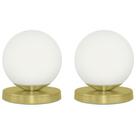 Kit 2 Luminárias de mesa Globo Orby Dourado Base Redonda