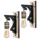 Kit 2 Luminárias de Parede Arandela Colonial Barril em Madeira Maciça Retrô Vintage Rústica Ideal para Sítios Pergolados Chácaras Chalés