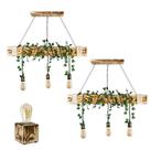 Kit 2 Luminárias Grande Rústica de Madeira 95cm com 3 Pendentes e Soquetes Barril Ou Ouro Velho E Luminária Brinde Kit 2 Luminárias Grande Rústica de Madeira 95cm com 3 Pendentes e Soquetes Barril Ou Ouro Velho E Luminária Brinde