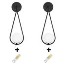 Kit 2 Luminárias Parede Arandela Globo 12 Preto + Lâmpada