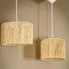 Kit 2 Luminárias Pendente de Teto em Fibra Natural de Sisal Acabamento Rústico Para Bancada Sala Cozinha Lavabo com Kit de Instalação