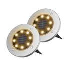 Kit 2 Luminárias Spot Solar Cromado ZON 3000K Automática para Decoração de Jardim em LED