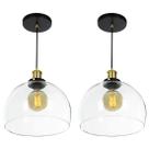 Kit 2 Lustre Pendente Château Bola Grande Vidro Preto Gold
