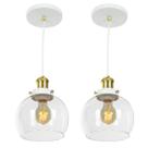 kit 2 Lustre Pendente Château Bola Media Vidro Branco/Gold