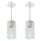 Kit 2 Lustre Pendente Clearcrillic Cristal Acrílico Branco
