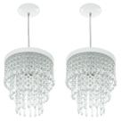 Kit 2 Lustre Pendente De Cristal Acrílico Manucrilic Branco