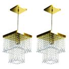 Kit 2 Lustre Pendente De Cristal Acrílico Marrycriic Dourado