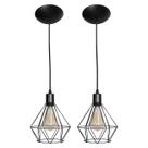 Kit 2 Lustre Pendente Diamante Aramado Luminária Teto