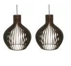 Kit 2 Lustre Pendente Gota Design Moderno Rustico Preto Bivolt