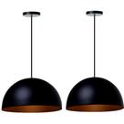 Kit 2 Lustre Pendente Interno Balcão Jantar Meia Lua 40 Cm