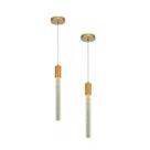 Kit 2 Lustre Pendente Led Vidro Cilíndrico Tubo Cristal Bolha 5w