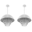 Kit 2 Lustre Pendente Meia Lua 40cm Branco Cristal Acrilico