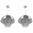 Kit 2 Lustre Pendente Meia Lua 40cm Escovado Cristais Acril.