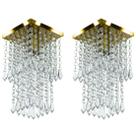 Kit 2 Lustre Plafon De Cristal Acrilico Spark Dourado