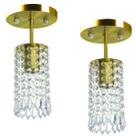 Kit 2 Lustres Clearcrillic Cristal Acrílico Redondo Dourado