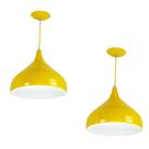 Kit 2 Lustres Pendente Aladim Amarelo 31cm