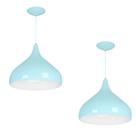 Kit 2 Lustres Pendente Aladim Azul Bebe 31cm