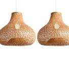 Kit 2 Lustres Pendente Bali White Arrow em Bambu Natural 38x50 cm