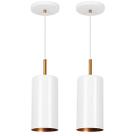 Kit 2 Lustres Pendente Bilboquê Cilindrico Branco com Cobre