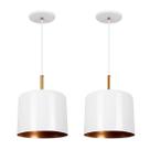 Kit 2 Lustres Pendente Bilboquê Medio Branco com Cobre