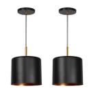 Kit 2 Lustres Pendente Bilboquê Medio Preto com Cobre
