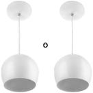 Kit 2 Lustres Pendente Bola Pequena Alumínio 15cm Branco Kit 2 Lustres Pendente Bola Pequena Alumínio 15cm Branco