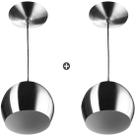 Kit 2 Lustres Pendente Bola Pequena Alumínio 15cm Escovado