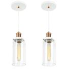 Kit 2 Lustres Pendente Château Cilindrico Vidro Branco Cobre Kit 2 Lustres Pendente Château Cilindrico Vidro Branco Cobre