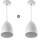 Kit 2 Lustres Pendente Cone Branco Sala Cozinha Quarto