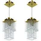 Kit 2 Lustres Pendente De Cristal Acrilico Spark Dourado
